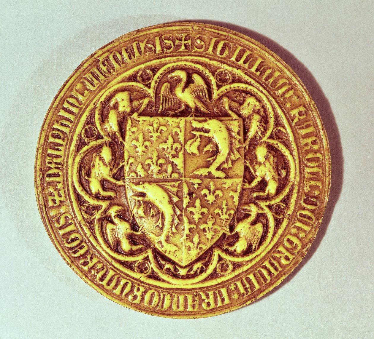 Sigillo del Delfino, lo Scudo di Francia, con delfini e gigli, 1376 da French School