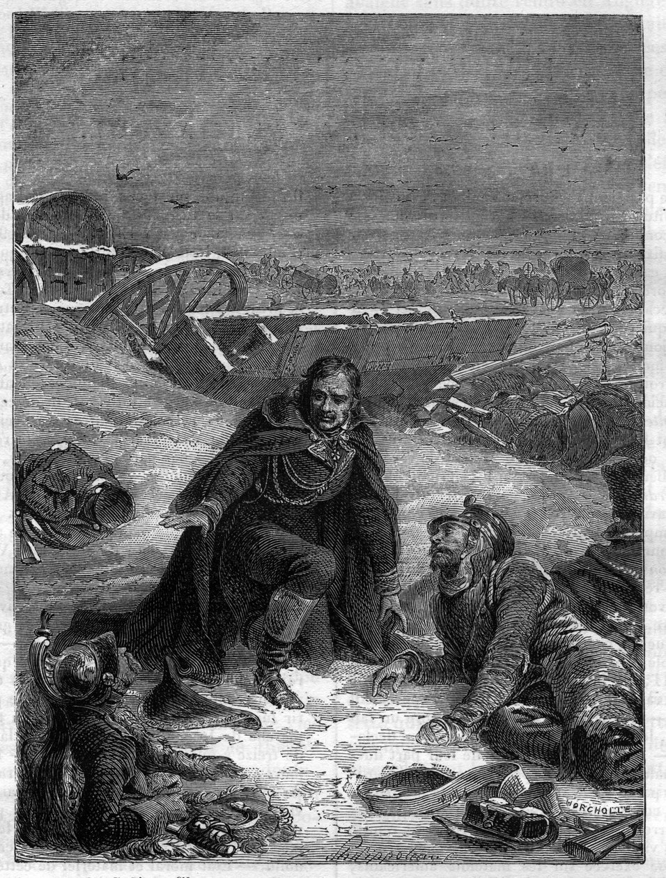 Dominique-Jean Larrey (1766-1842) - Dominique Jean Larrey che cura i feriti su un campo di battaglia invernale - in 