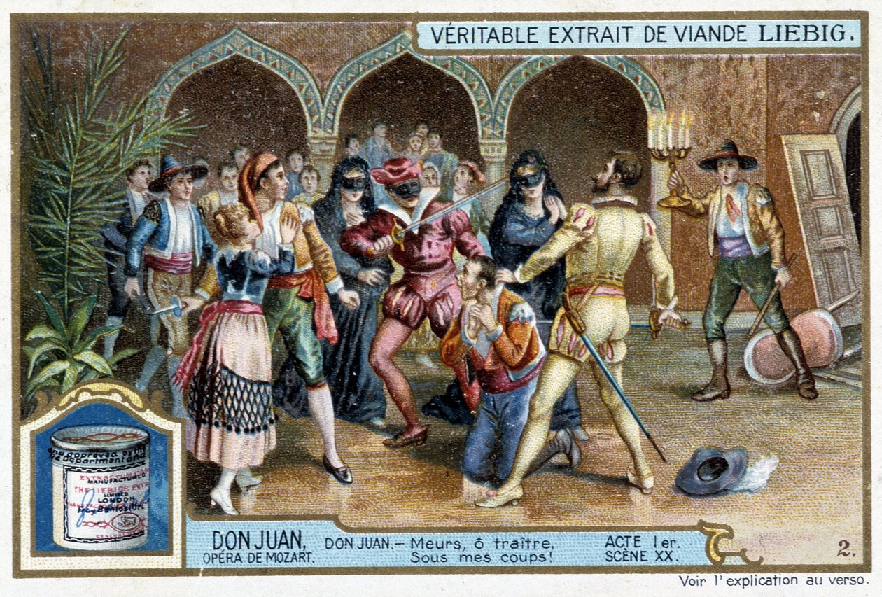 Don Giovanni: Atto I, Scena XX, Don Giovanni al ballo in maschera - chromo Liebig da French School