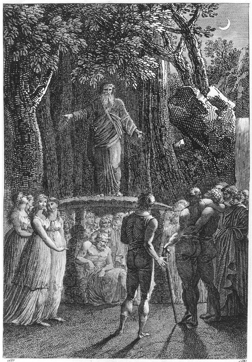 Druidi in Bretagna, illustrazione da Voyage dans le Finistere di Jacques Cambry, Parigi, pubblicato 1801 da French School