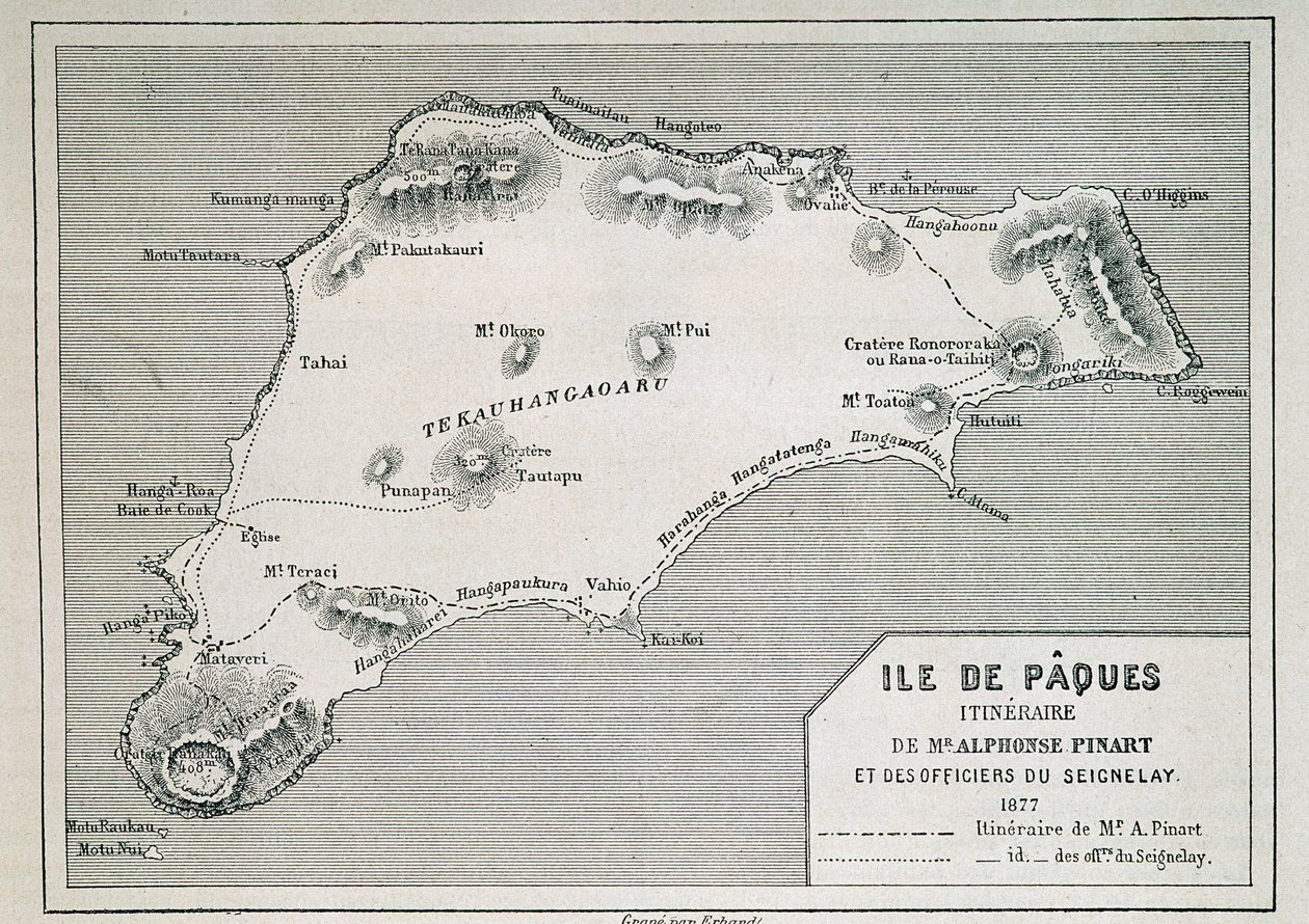 Isola di Pasqua (Rapa Nui): itinerario di Mr. Pinart da French School