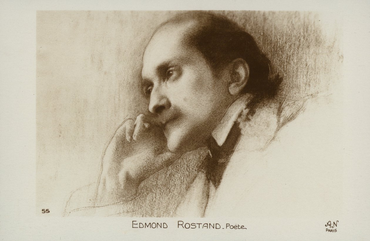 Edmond Rostand (1868-1918), poeta e drammaturgo francese (litografia) da French School