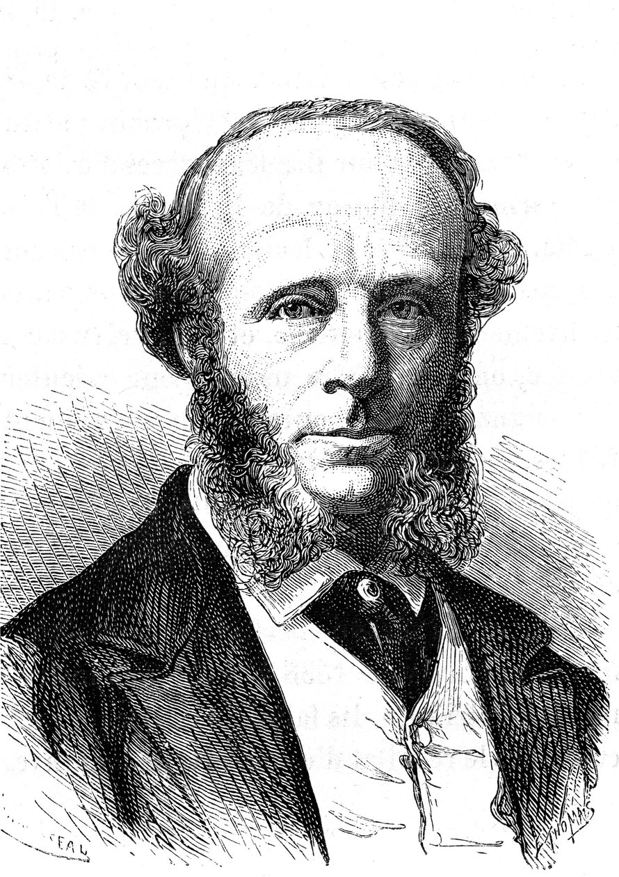 Edward Orange Wildman Whitehouse, ingegnere elettrico inglese sul cavo telegrafico transatlantico. Incisione 1868 da French School