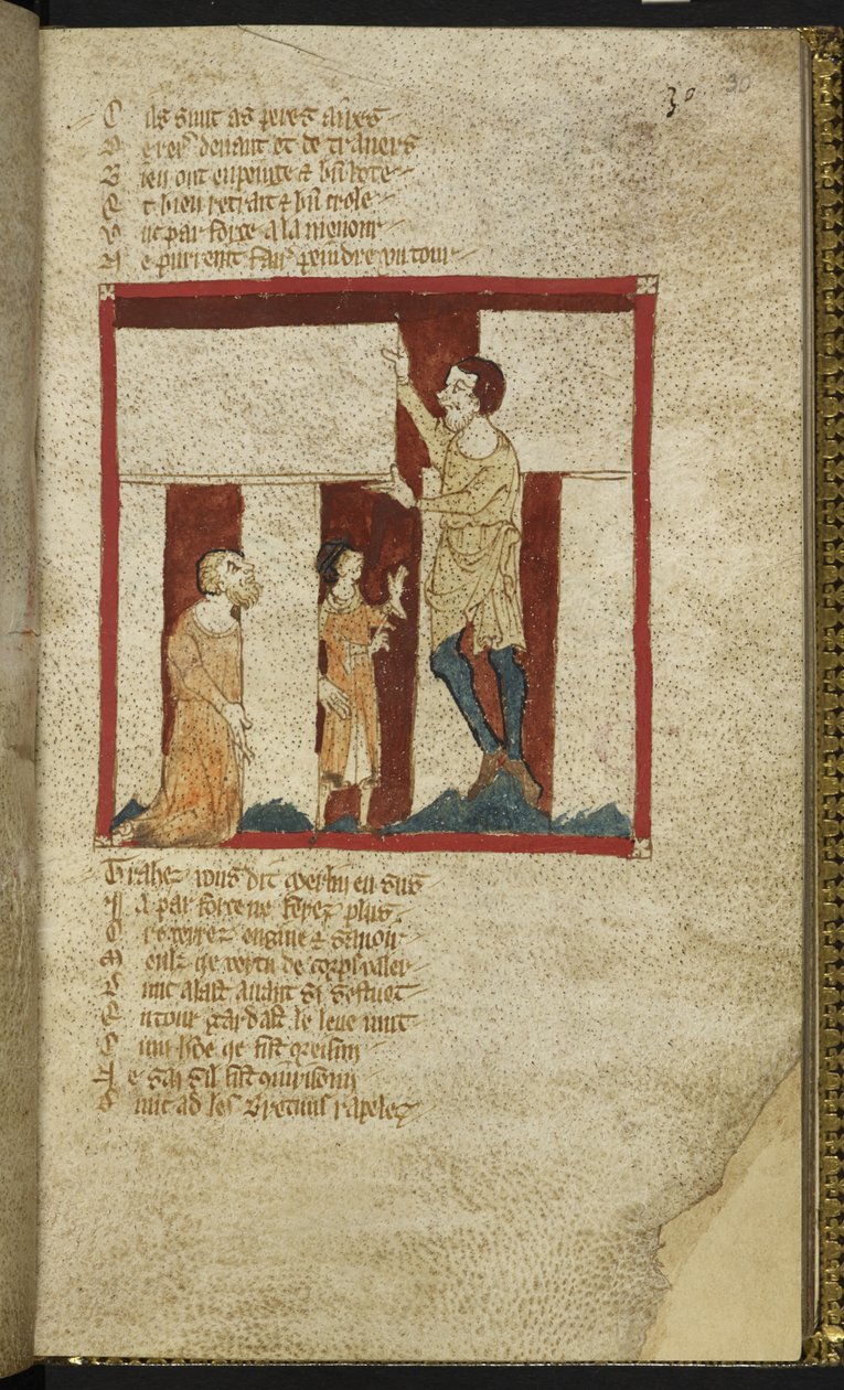 Egerton MS 3028 f.30r, Stonehenge è costruito con l