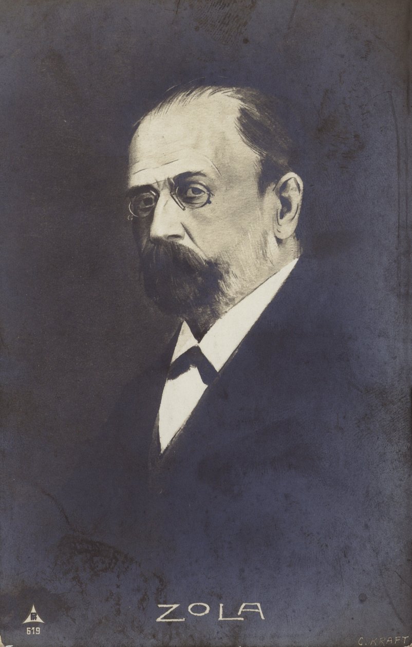 Emile Zola (1840-1902), romanziere, giornalista e drammaturgo francese (litografia) da French School