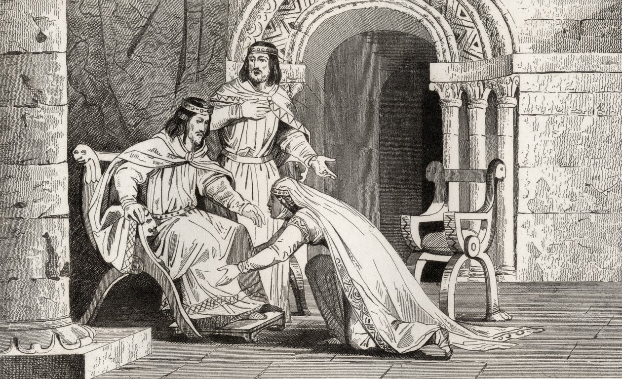 Emme bacia il ginocchio del marito Raoul (m.936) in riconoscimento della sua sovranità, da 