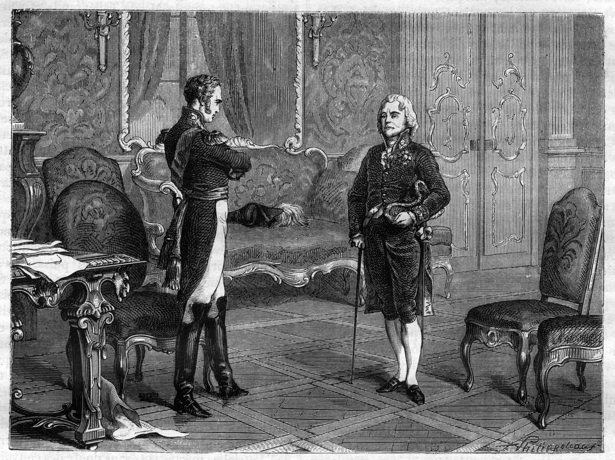 Imperatore Alessandro I di Russia (1777-1825) con Charles Maurice de Talleyrand Perigord (1754-1838) da French School