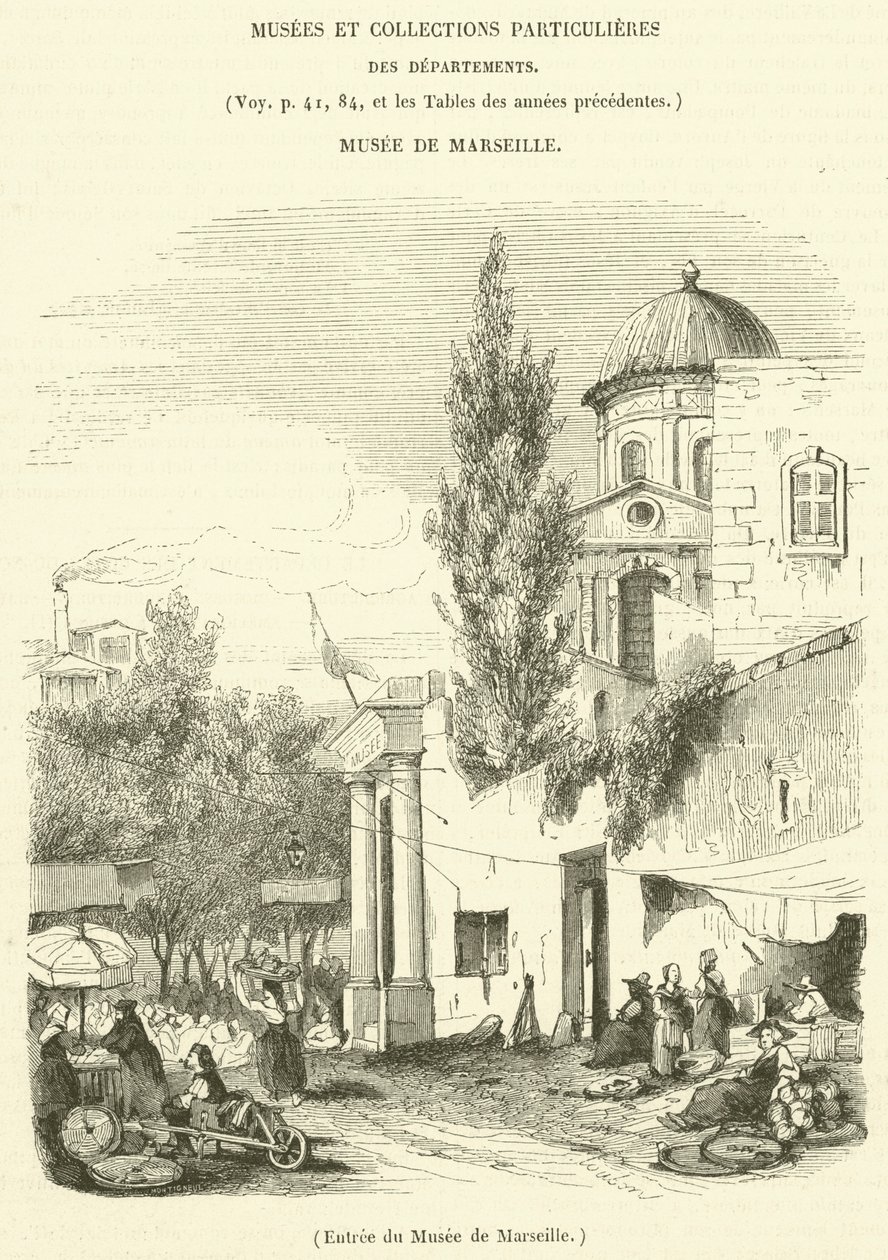 Ingresso del Museo di Marsiglia (incisione) da French School