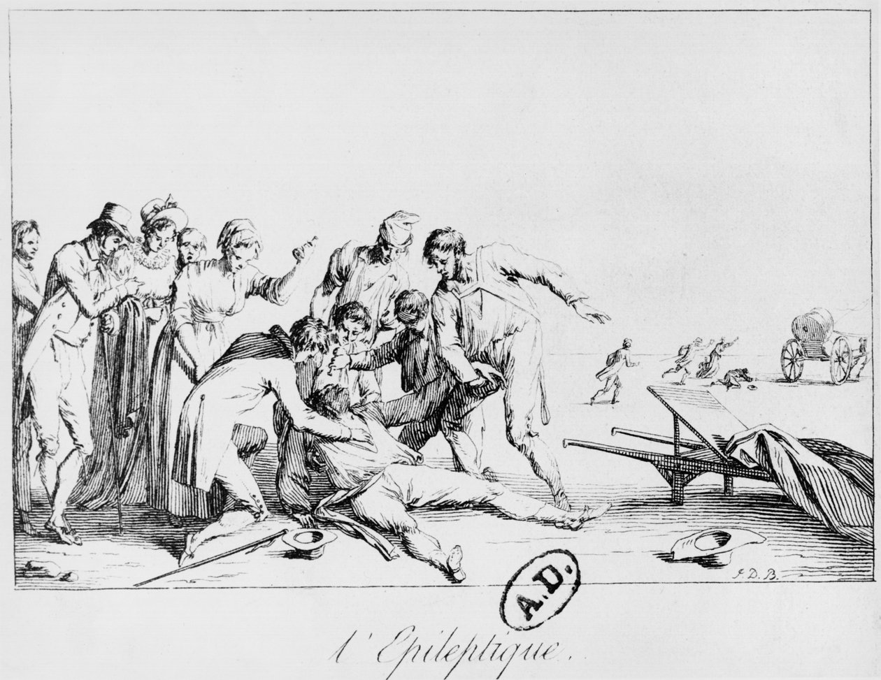 Attacco epilettico in strada, c.1800 da French School