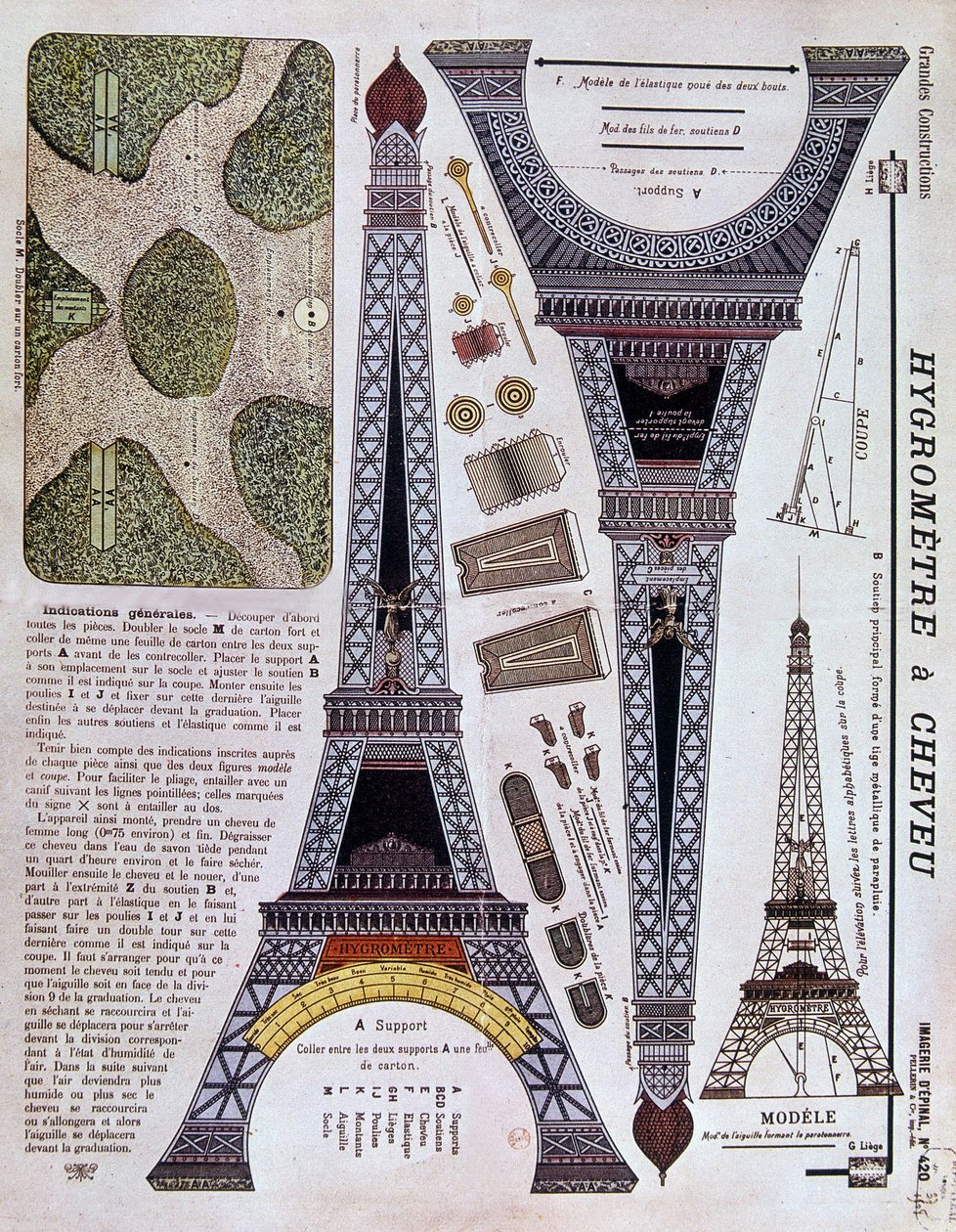 Immagine di Épinal numero 420 (Grande Costruzione) del 1908 sulla Torre Eiffel da French School