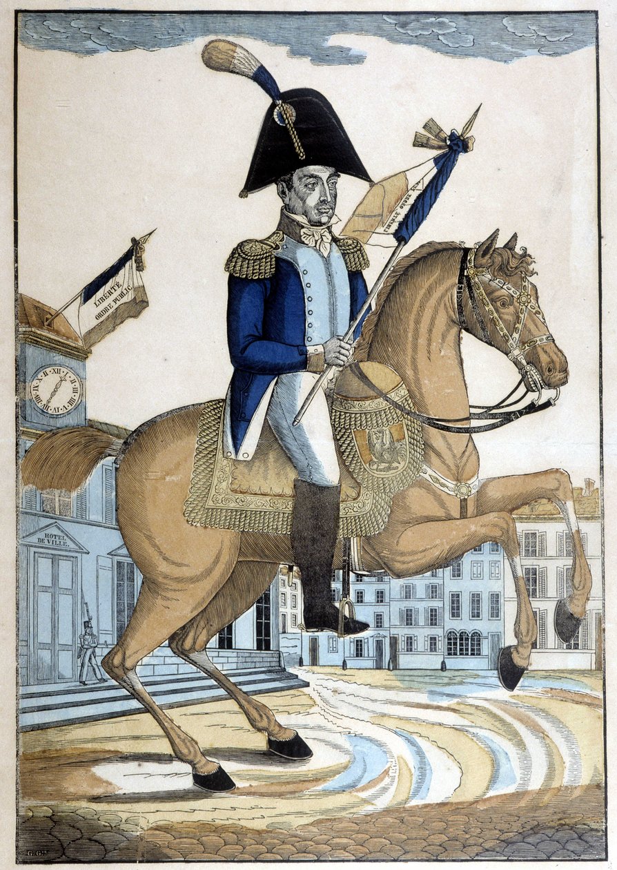 Ritratto equestre del generale Lafayette, comandante in capo della Guardia Nazionale di Francia da French School