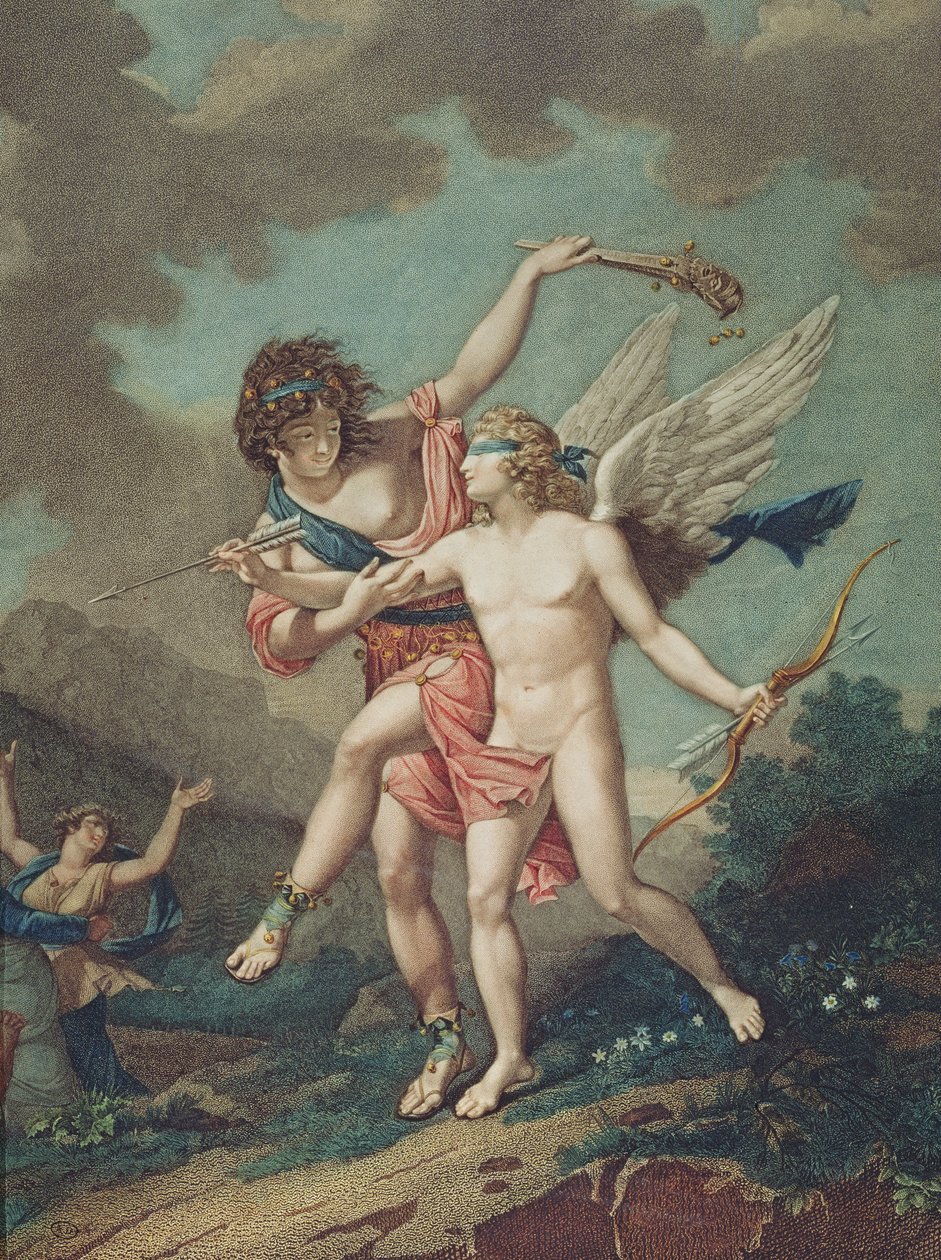 Eros guidato dalla Follia, inciso da Godefroy da French School