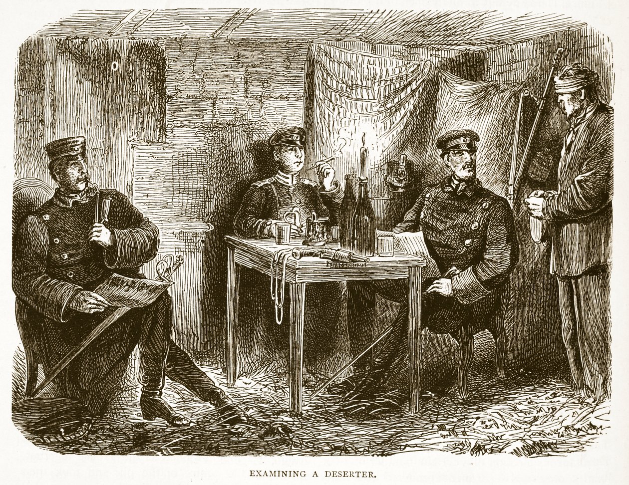 Esaminando un disertore, illustrazione da Cassells History of the War between France and Germany, 1870-1871 da French School