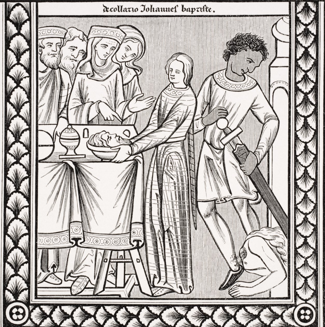 Esecuzione di San Giovanni Battista, da una miniatura in un libro dei salmi del XIII secolo di San Luigi, da 