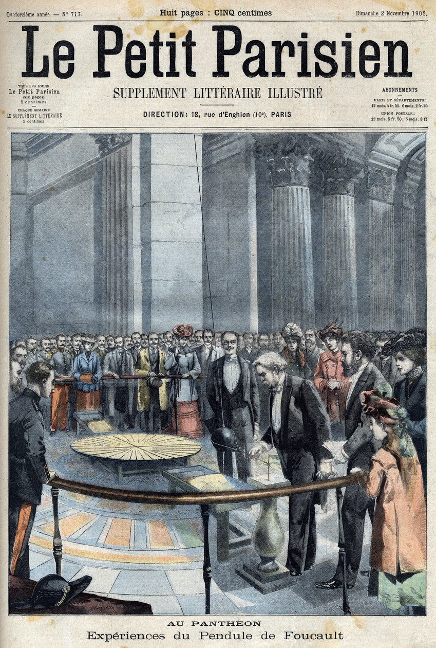 Esperimento del pendolo di Foucault al Pantheon con Joseph Chaumie (1849-1919), politico francese, Ministro dell