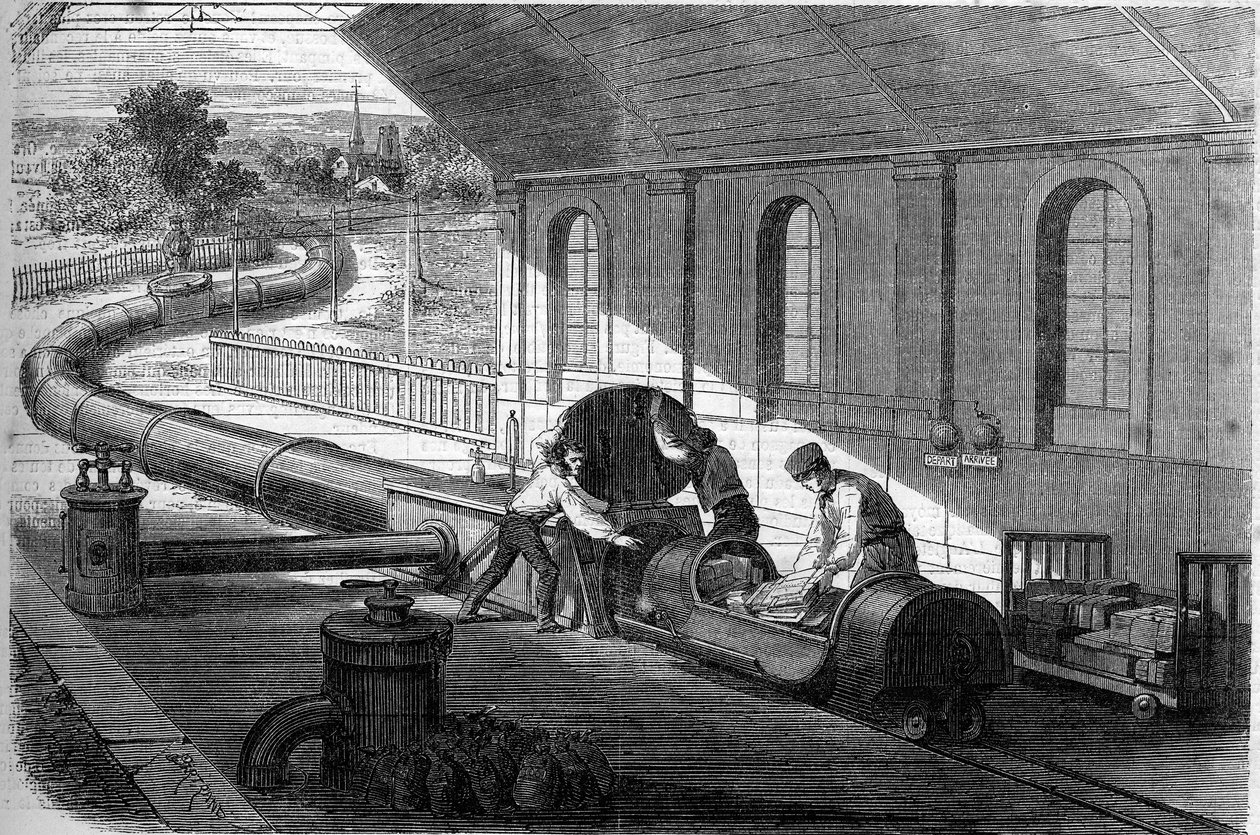 Esperimento di trasporto della posta tramite tubi atmosferici, Inghilterra da French School