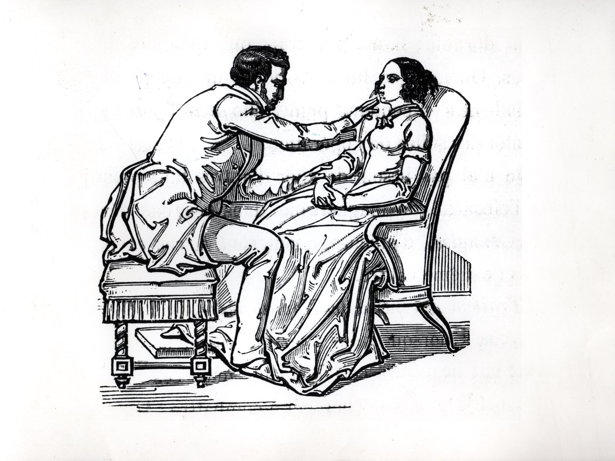 Esperimento di magnetismo animale di Franz Anton Mesmer (1734-1815) nel 1784 da French School