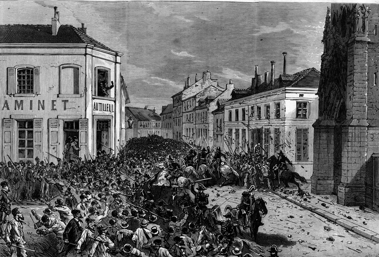 Espulsione dei Maristi di Tourcoing a seguito dei decreti del marzo 1880 presi da Jules Ferry e che rimuovono il diritto di insegnare ai membri delle congregazioni religiose non autorizzate: la polizia disperse i cavalieri, ostili all
