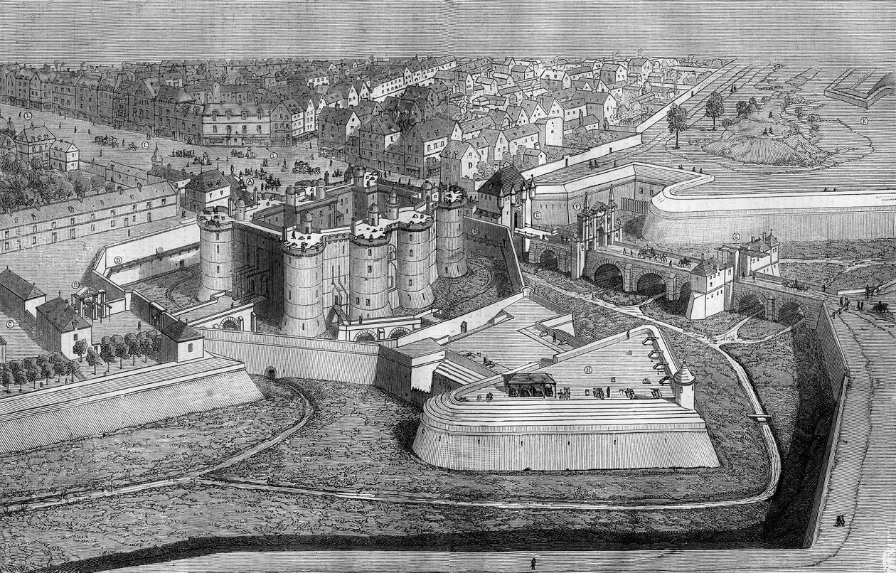 Veduta esterna della Bastiglia a Parigi nel 1650 da French School
