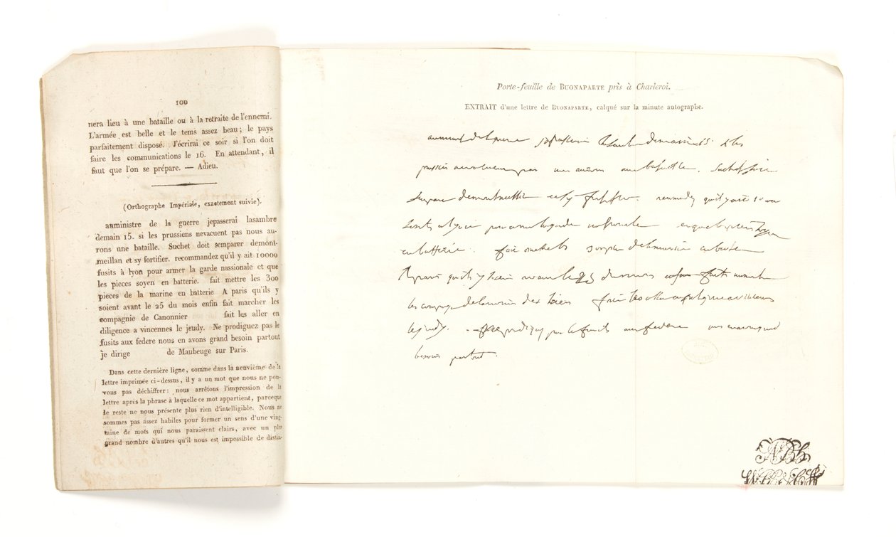 Estratto da una lettera di Bonaparte, da 