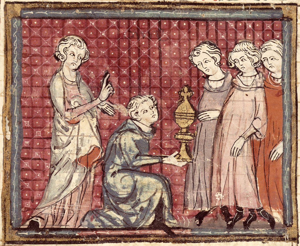 F.29r La divisione del regno alla morte di Clotario I (497-561), dalle Grandes Chroniques de France 1375-79 da French School