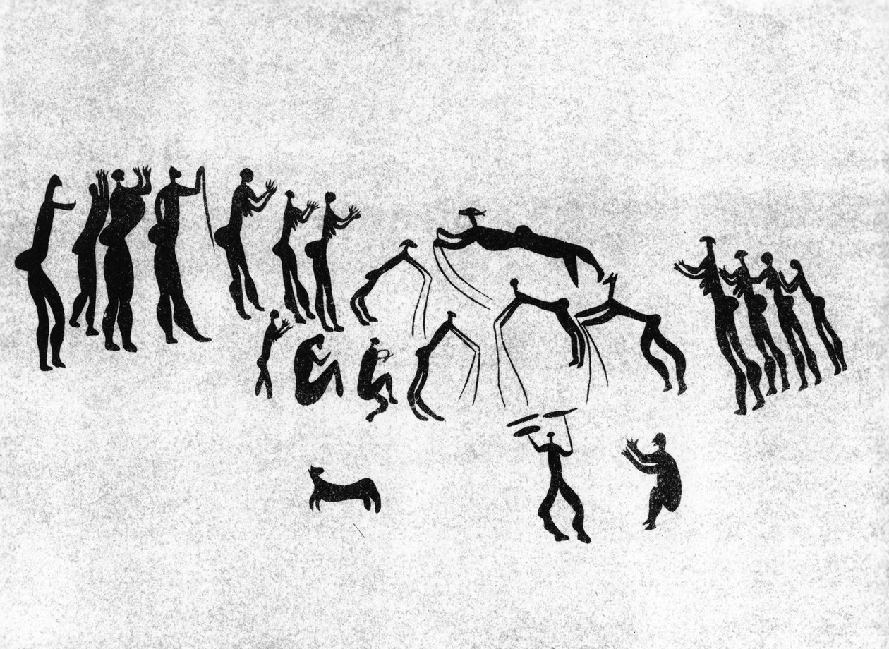 Facsimile di un dipinto murale neolitico da French School