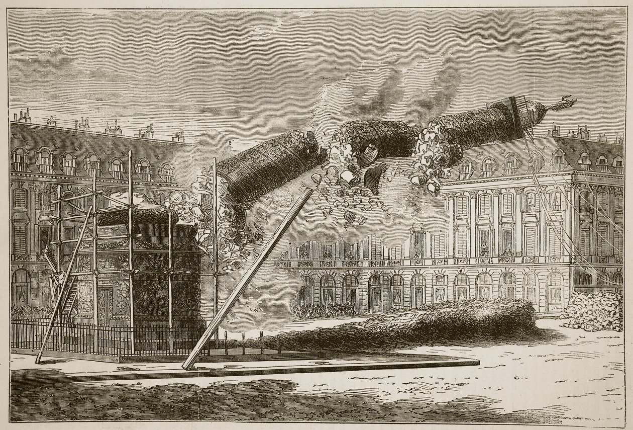 Caduta della Colonna Vendome, aprile 1871, illustrazione da Cassells History of the War between France and Germany, 1870-1871 da French School