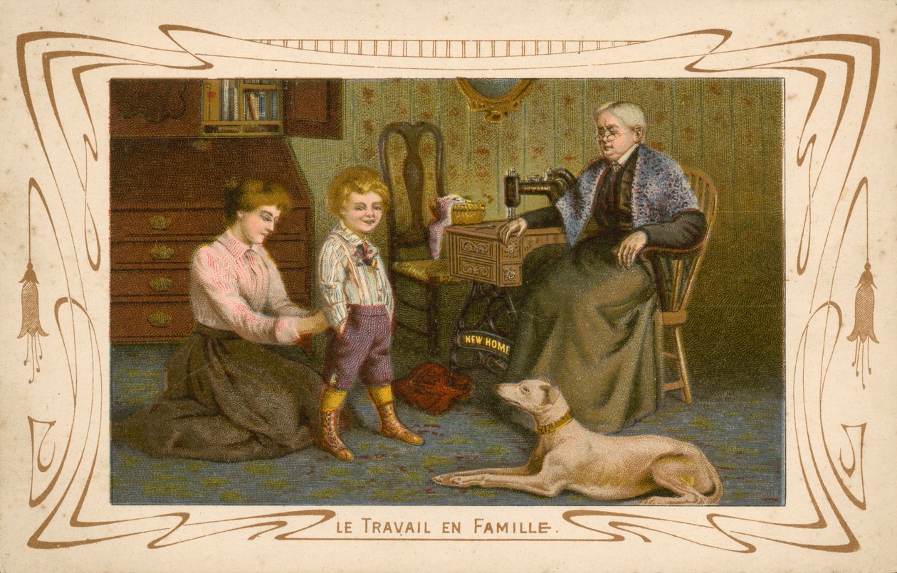 Lavoro in famiglia (cromolito) da French School