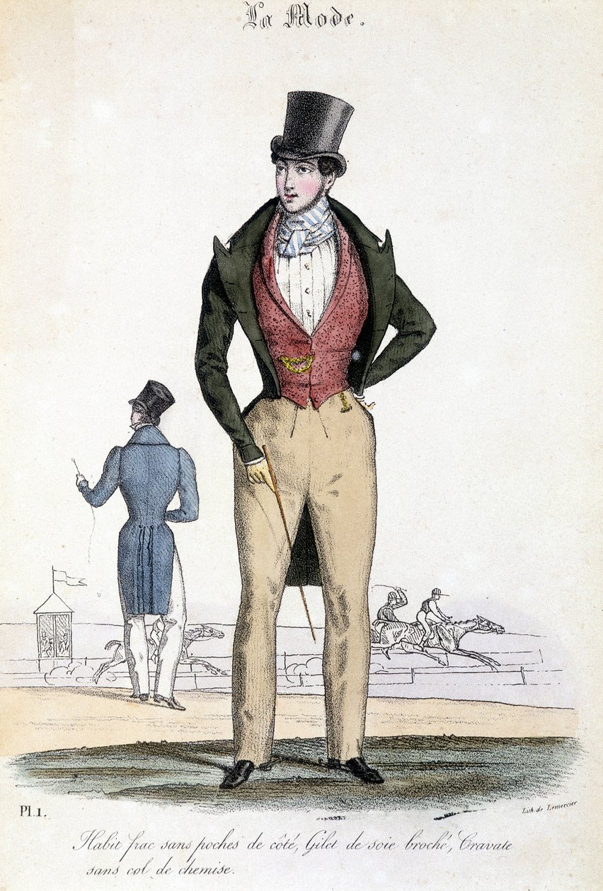 Moda maschile nel 1829 - in "Les Modes" da French School