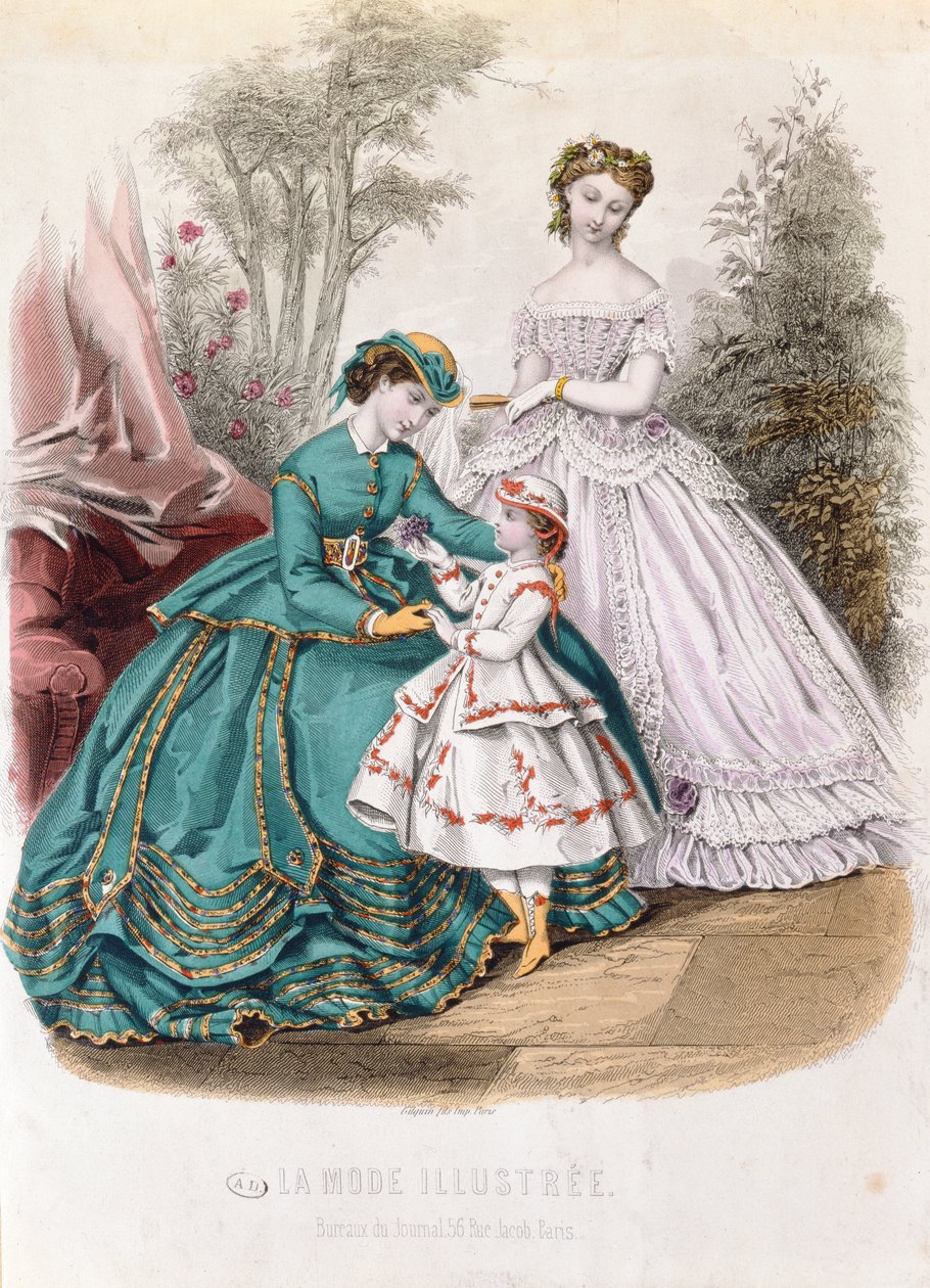 Tavola di moda da La Mode Illustrée, 1865 da French School