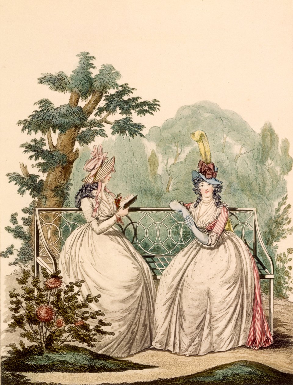 Tavola di moda di signore in abiti da giorno estivi - Modes Anglaises, 1794 da French School