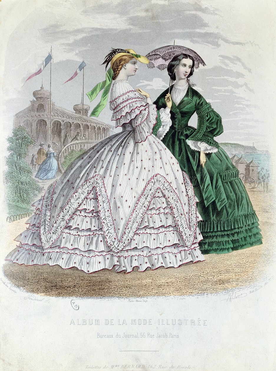 Signore parigine alla moda in riva al mare, 1861 da French School