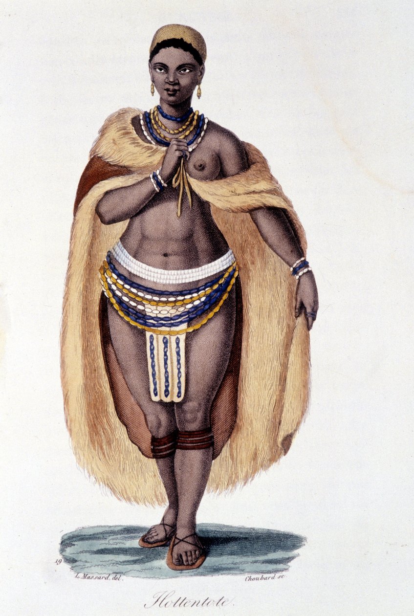 Donna Ottentotta (Venere Ottentotta) in costume tradizionale - in 
