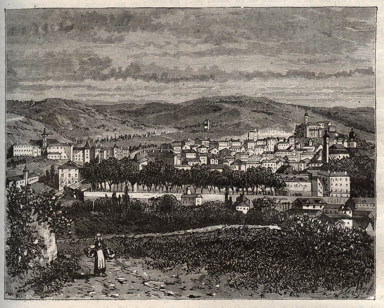 Figeac - Lot, nella regione Midi-Pirenei - incisione in "La France illustree: geography, history, statistical administration" di V.A. Malt-Brown. 1884 da French School