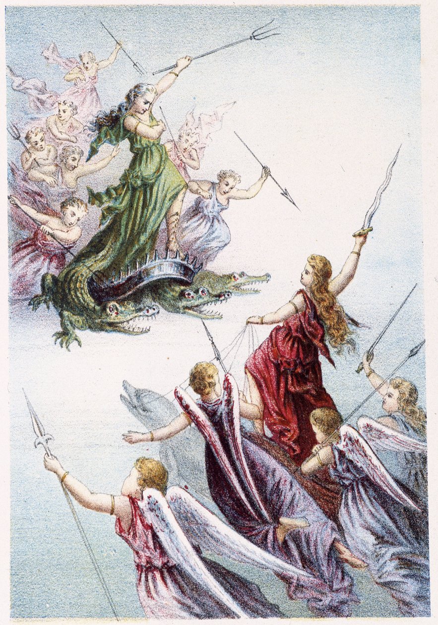 Lotta tra spiriti maligni e buoni del mare - in “Viaggio al fondo del mare” di H. de la Blanchère da French School