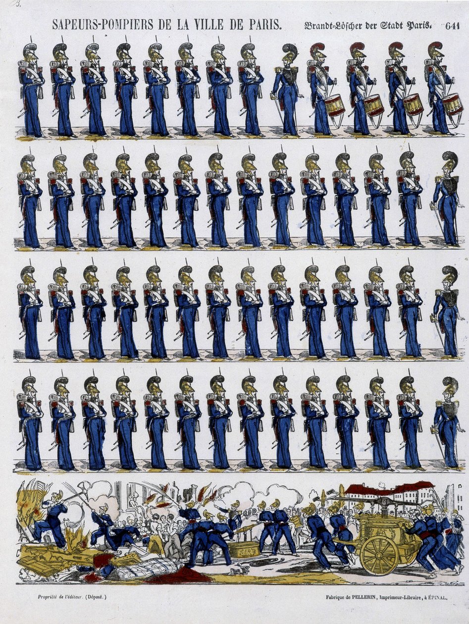 Vigili del fuoco della città di Parigi - Immagine di Epinal, circa 1852 da French School