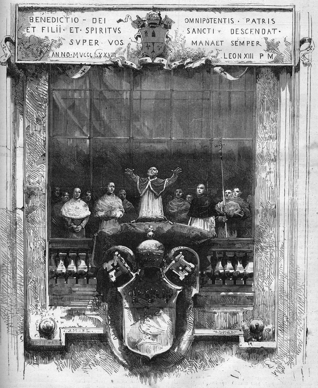 Prima benedizione di Papa Leone XIII (1810-1903) dalla sommità del podio interno di San Pietro il 20 febbraio da French School