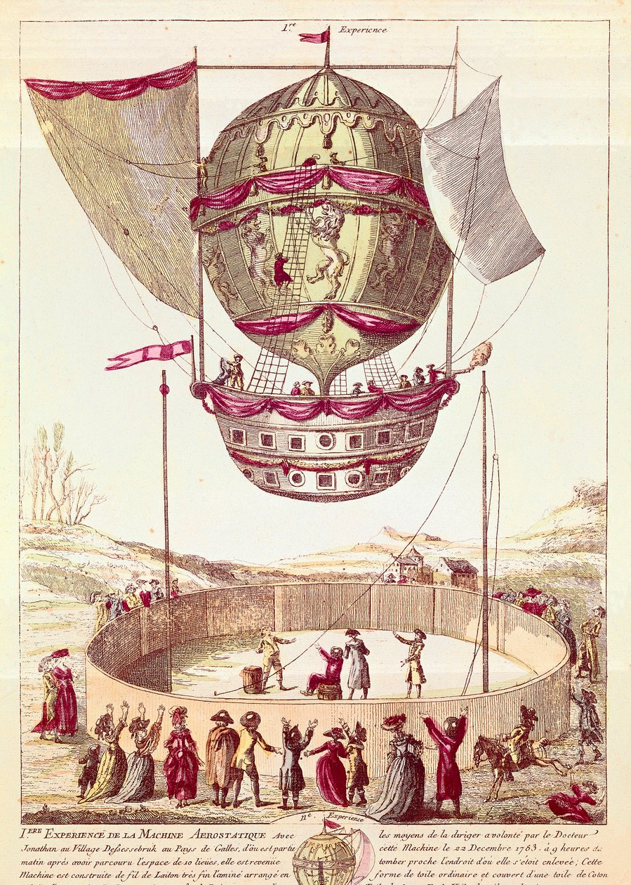 Primo volo di una mongolfiera, 22 dicembre 1783 a Defsessebruk (Galles) da French School