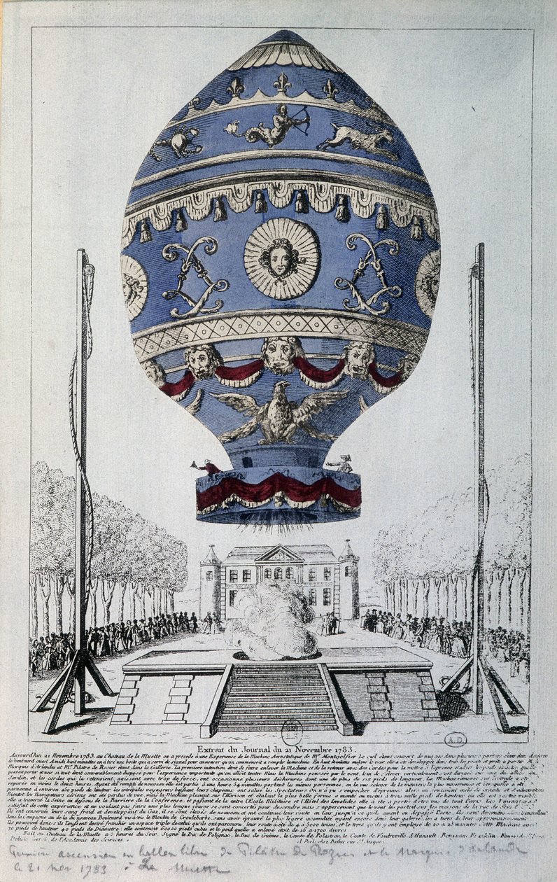 Primo volo umano di Pilâtre de Rozier il 21 novembre 1783 da French School