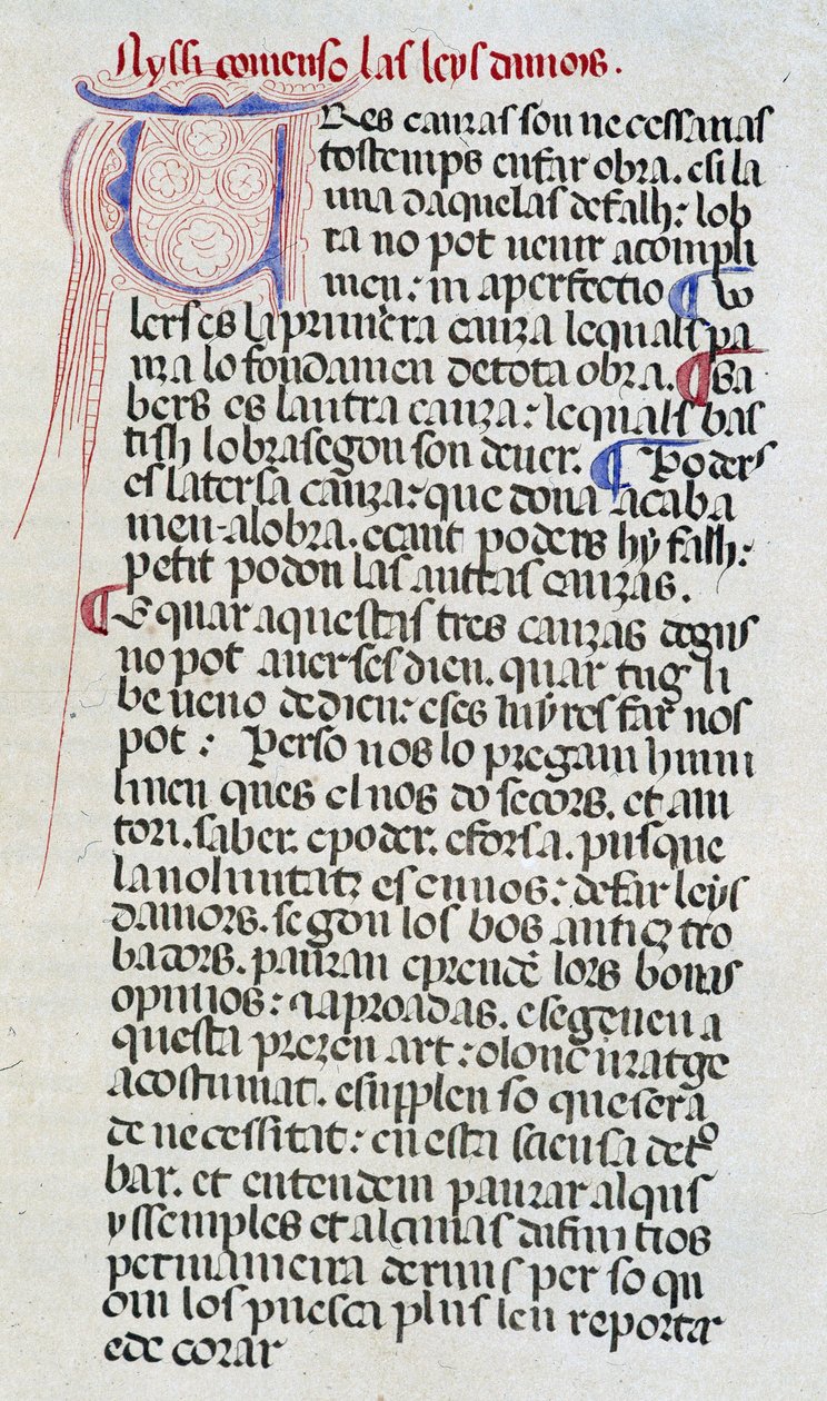 Prima pagina del manoscritto delle Lois d