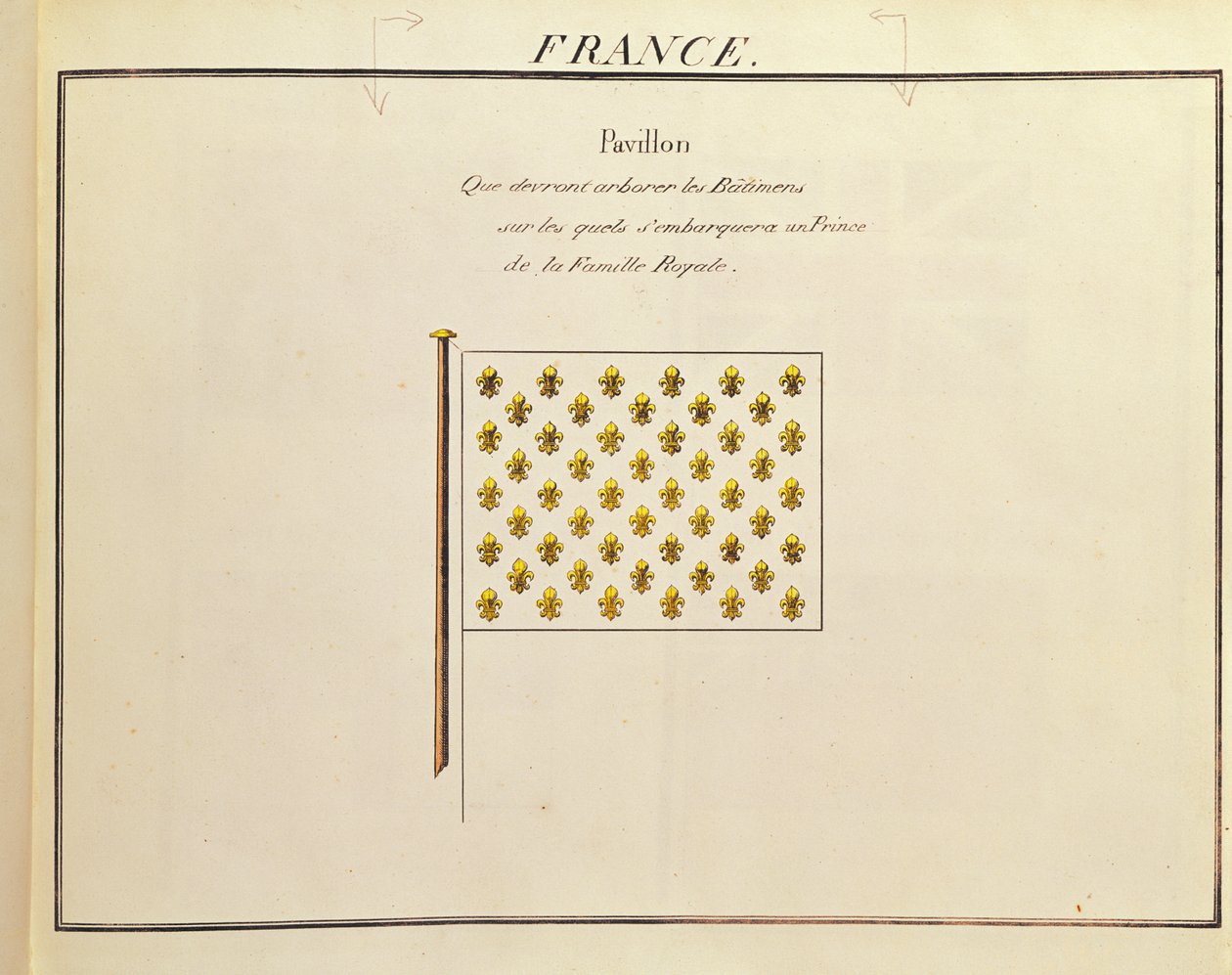 Bandiera di un principe della famiglia reale, da Pavillons des Puissances Maritimes da French School