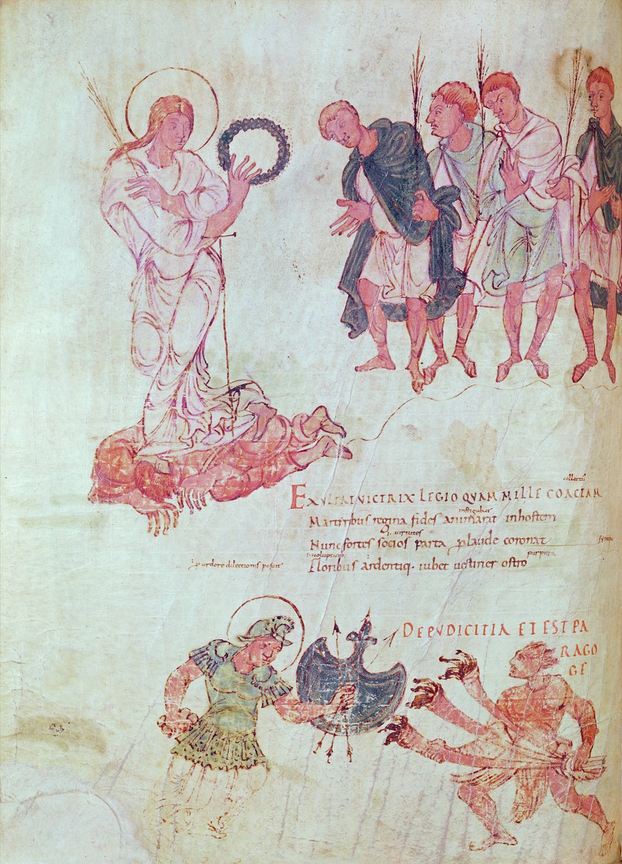 Fol.15.083 dalla Psychomachia di Prudenzio da French School