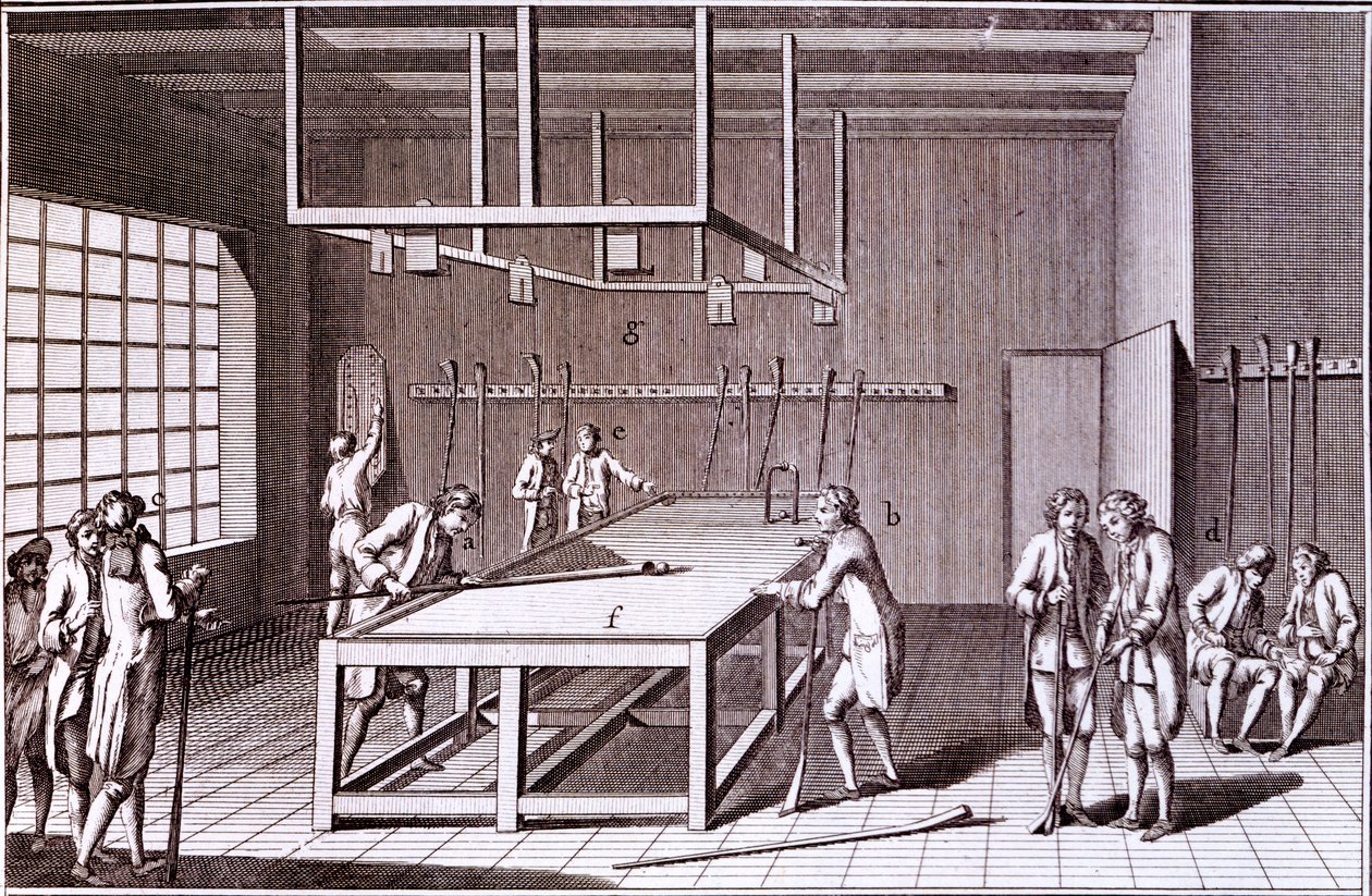 Forma di biliardo giocata in Francia, metà XVIII secolo da French School