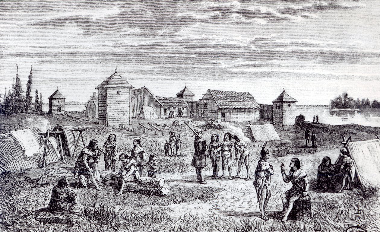 Fort Youkon, una stazione commerciale della Hudson Bay Company, XIX secolo da French School