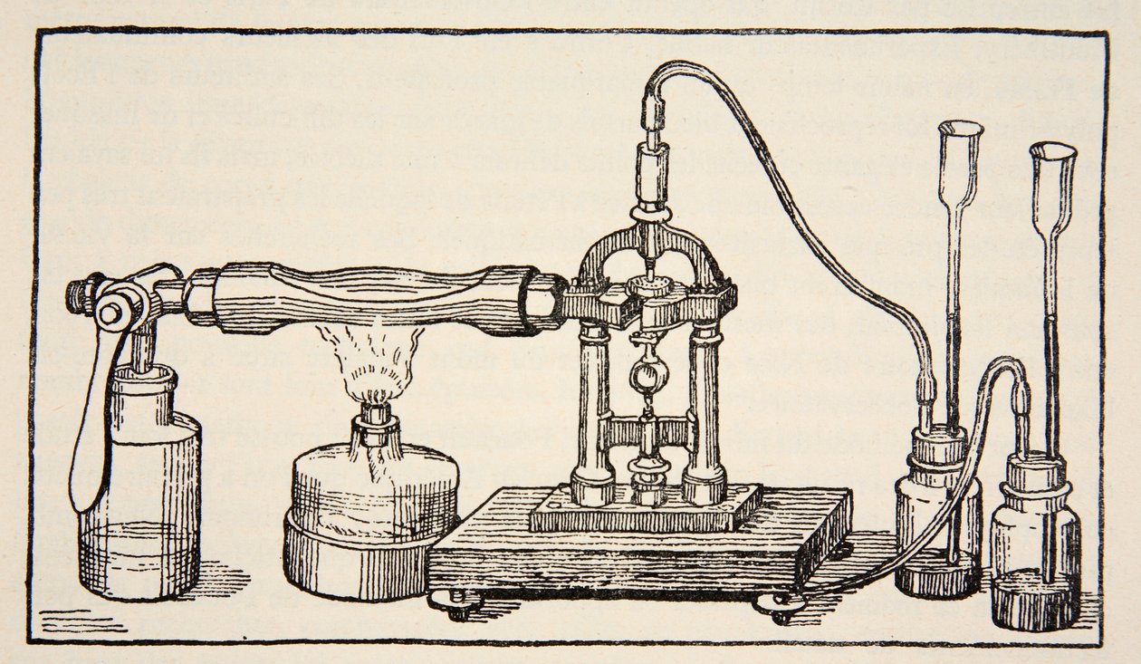Specchio rotante di Foucault per la misurazione della velocità della luce, copia di Boris Mestchersky, illustrazione da Histoire de la Nation Francaise, Sciences, Volumi I & II, di Gabriel Hanotaux da French School