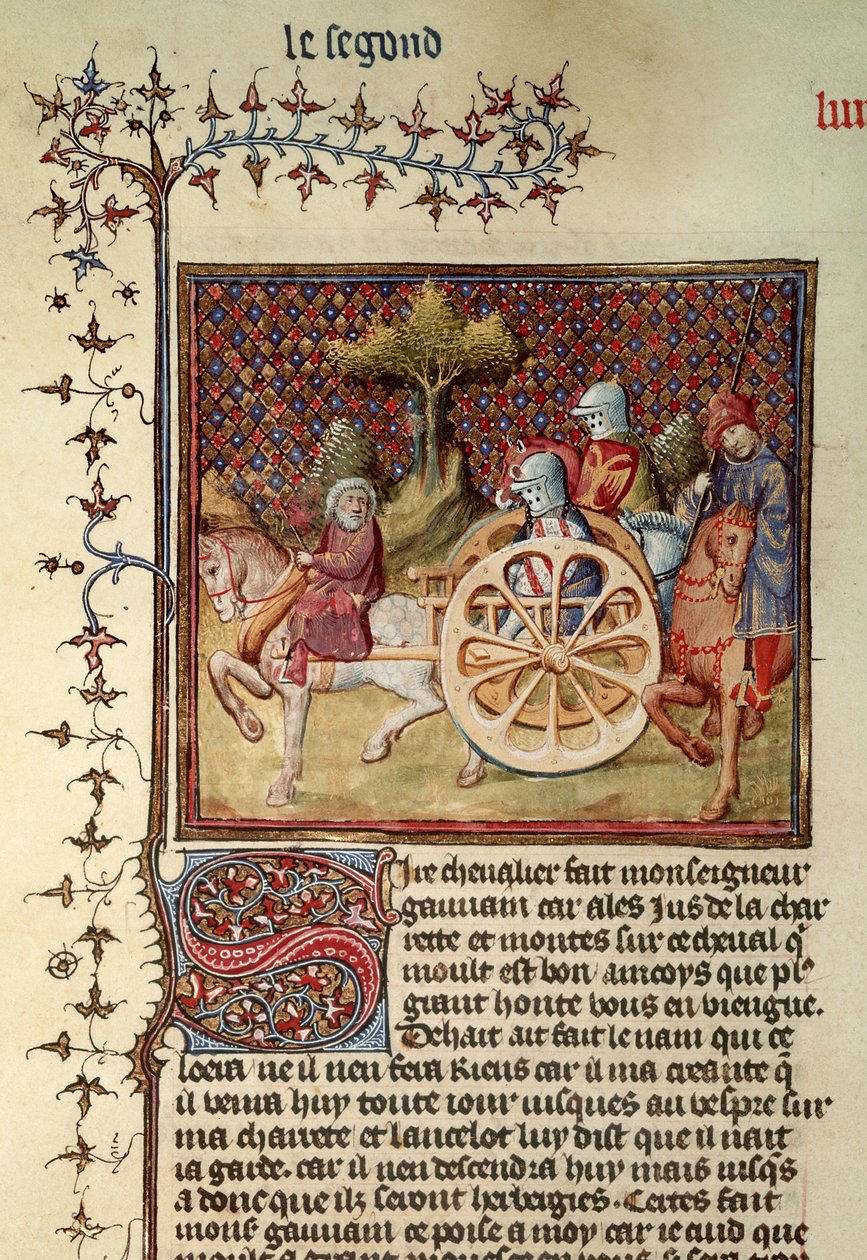 Fr.119 fol.312v Lancillotto, il Cavaliere del Carro, 1344 da French School