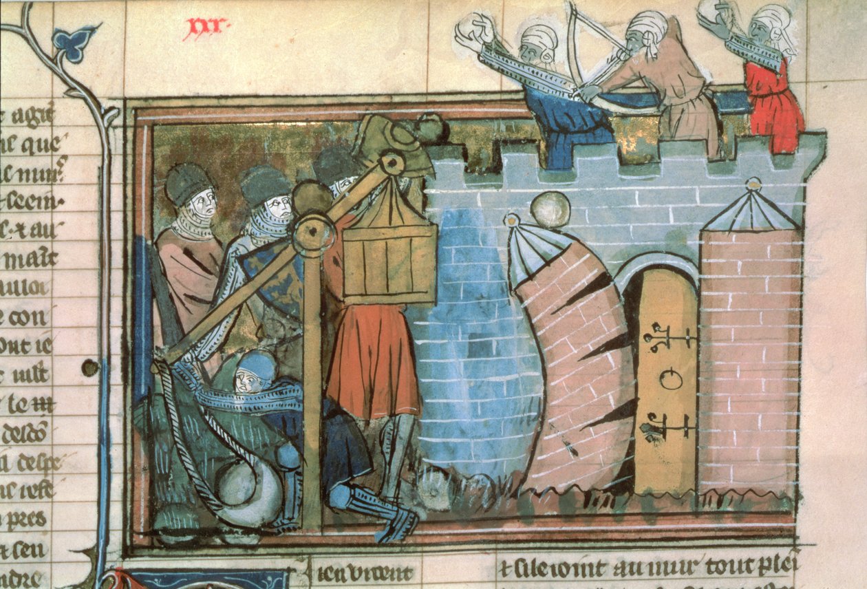 Attacco a una città durante le Crociate, da Le Roman de Godefroi de Bouillon da French School