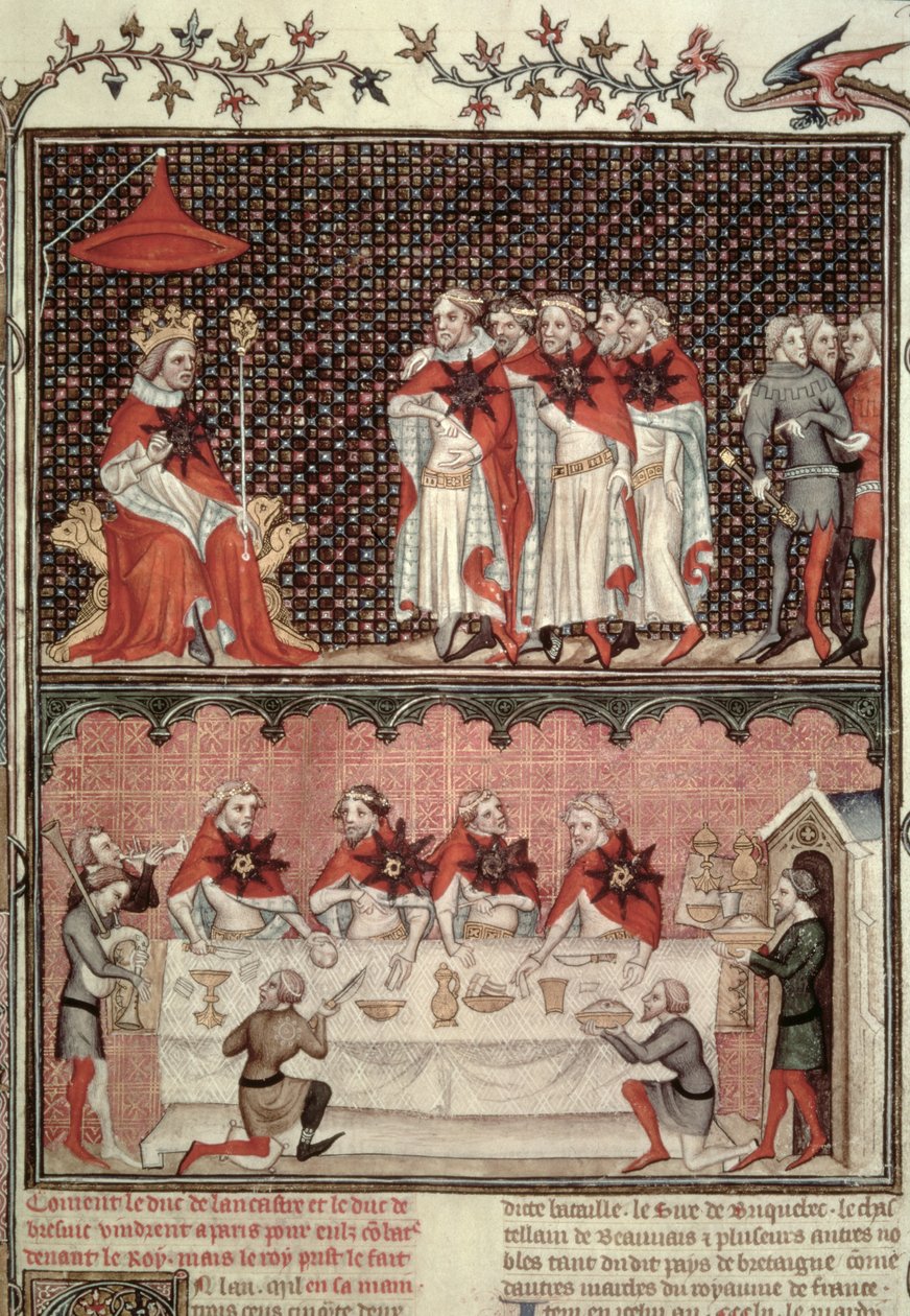 Il Delfino Carlo (1338-80) e i Deputati dei Tre Stati, dalle Grandes Chroniques de France, 1375-79 da French School