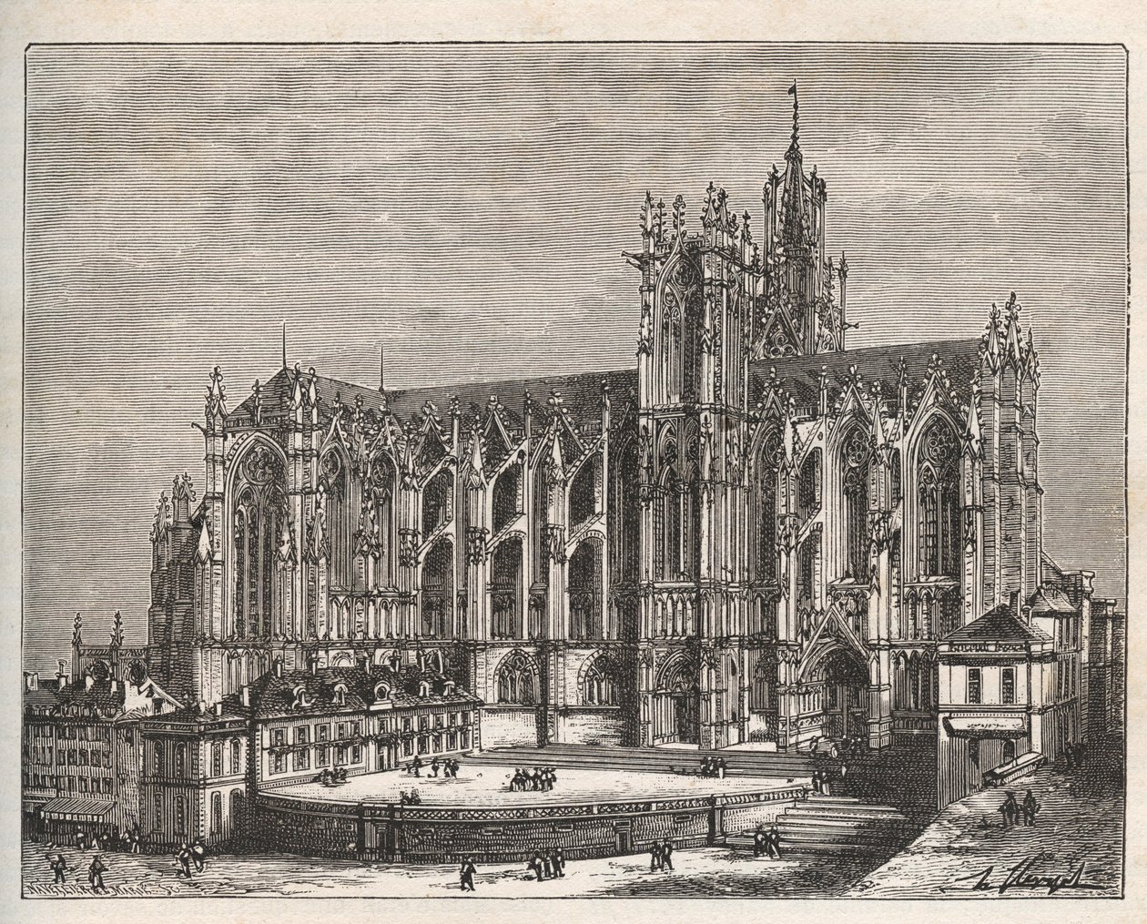 Francia, Lorena, Mosella (57), Metz: La cattedrale di Saint Etienne de Metz - incisione in "La France illustree: geographie, histoire, administration statistique" di V.-A. Malt-Brown. 1884 da French School