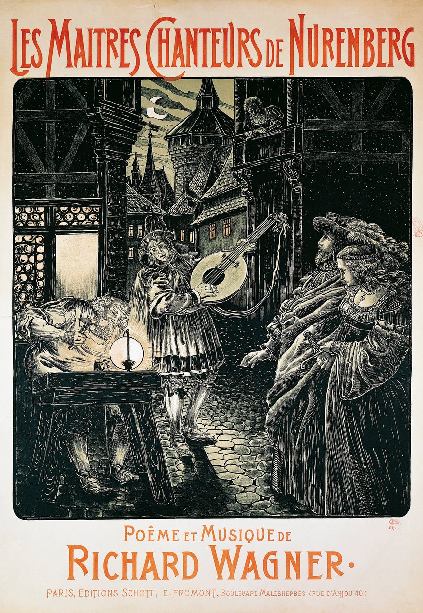 Francia, Parigi, Poster de I maestri cantori di Norimberga di Richard Wagner da French School